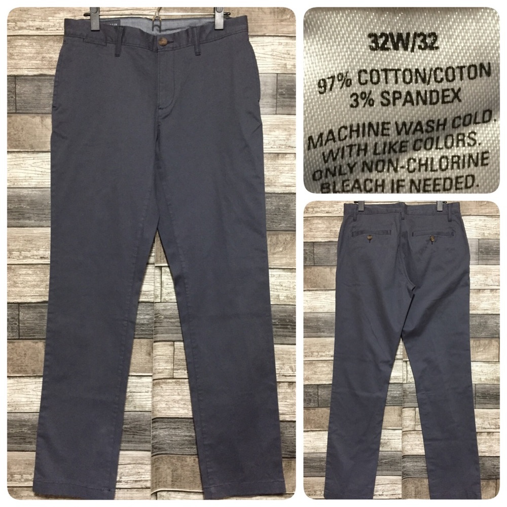 Wallin Bros Slim Straight Chino Pants Men’s 32x32 Gray Blue Stretch